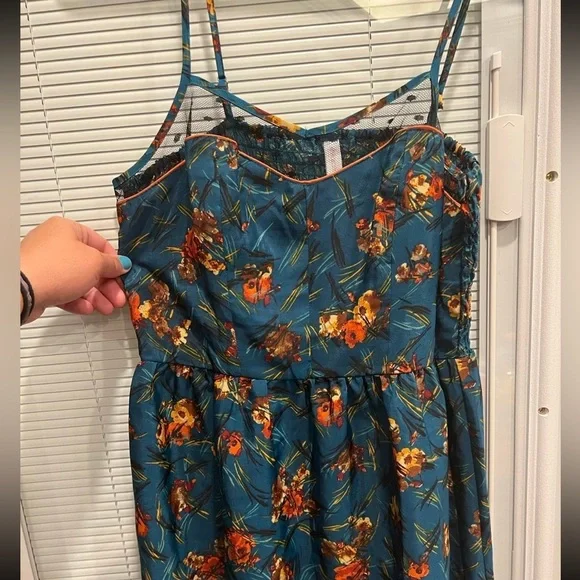 Xhilaration High-low dress size Medium in Beautiful Teal & Orange Fall Colors - Picture 3 of 8